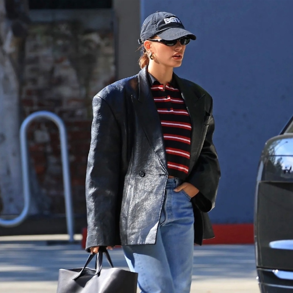 Hailey beiber inspired stripe knit rugby top